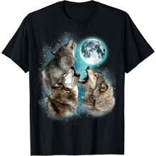 3 Wolf Moon Howling Wolf Head Funny Wolves For Men Women T-Shirt - Black - View 1