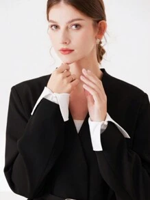 1 Pair Elegant Pearl Accent Minimalist Cuff Sleeve Decor, Suitable For Autumn/Winter Outfits - Multicolor - View 5