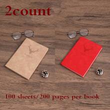 1pc/2pcs/3pcs/6pcs 平装鹿头小羊皮 200 页笔记本，软皮/护眼纸/丝带书签/鹿头 LOGO，适合商务办公/校园生活/日常生活/节日礼品/日记本/手帐本/会议笔记本