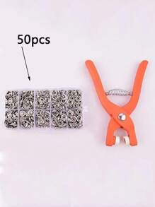 50pcs/pack Buckles & Installation Tool Set For Sew-free Invisible Snap Buttons, Clothing Hidden Snap Fasteners, Multi-functional Fastening Buckles - Silver - View 7