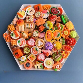 Assorted Miniature Realistic Food Model Steamer Set, DIY Phone Case Food Toy, Kids Pretend Play Breakfast Model, Small Gift Reward, Random Style Gifts Birthday Graduation