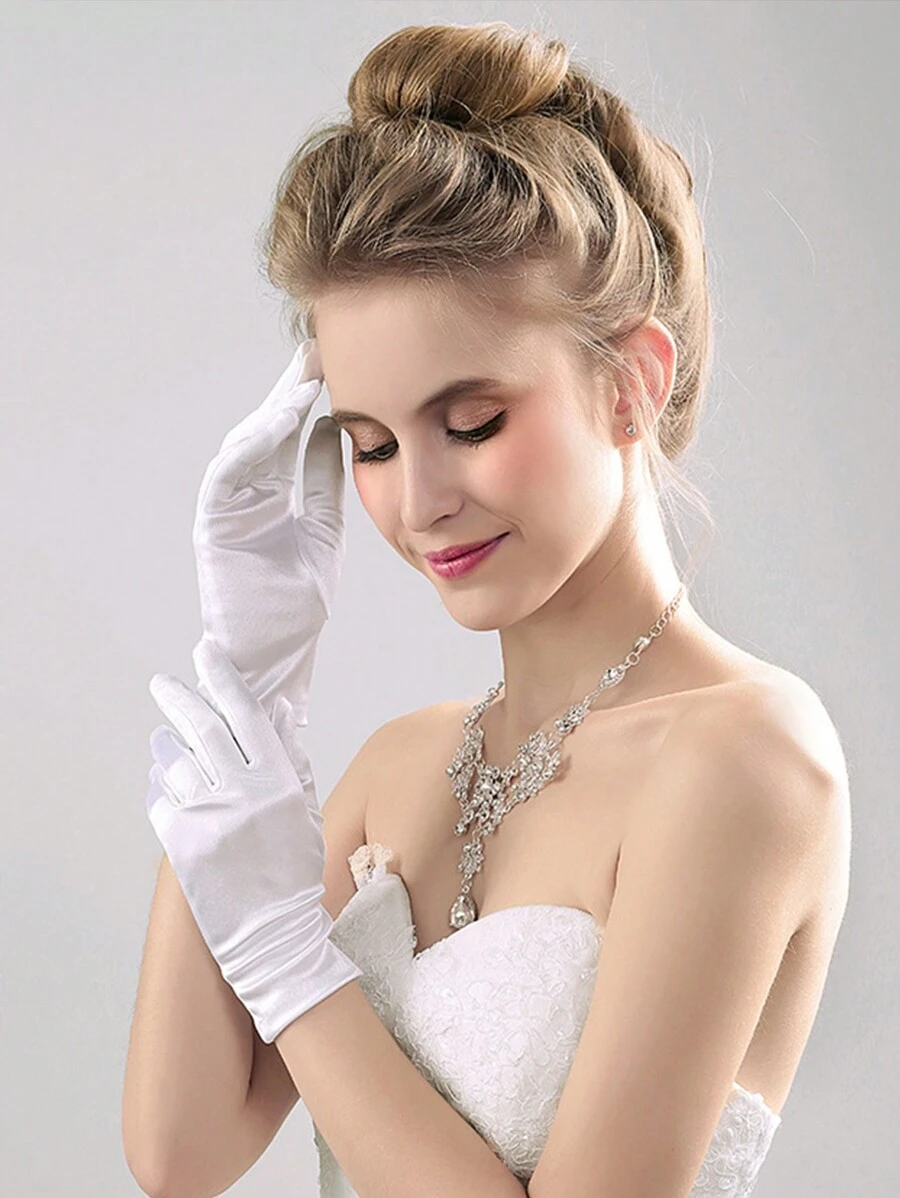 1 Cặp Găng tay trang trọng ngắn đa năng tối giản thanh lịch dành cho đám cưới, váy cô dâu, tiệc, cosplay, tiệc tùng, chụp ảnh - Nhiều màu - Xem 1