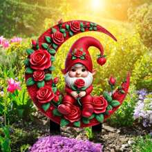Garden Stake Outdoor Decoration, Valentine's Day Gnome Acrylic Garden Stakes Outdoor Garden Decor Fairy Art Lawn Garden Stake