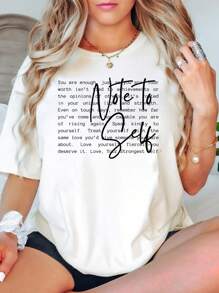 Oversized Style For Women, Note To Self Shirt, Mental Health Shirt, Positive Inspirational Quotes, Dear Person Behind Me, Love Yourself, Loose Type Shirt For Women, Perfect For Holiday Parties Or Gift Giving, Soft And Comfortable - White - View 1