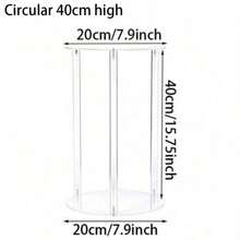 1pc Acrylic Square/Round Flower Stand, Transparent Cylinder Vase Holder, Geometric Centerpiece Tabletop Flower Display Rack, Suitable For Home Gatherings, Wedding Party Decor - Transparent - View 10