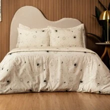 Essencialle 2-Piece Single Sheet Set Cotton 160 Thread Count With Elastic - 太陽和月亮 - 查看 3