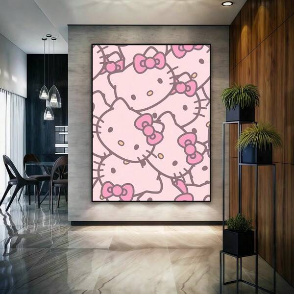 Sanrio 1 Pc Hello Kitty Kuromi Wall Arts Posters Wall Decor Canvas Poster One Sheet Art Print Poster Ideal Gift For Bedroom Living Room Kitchen Hallway, Wall Art, Wall Decor, Autumn Decor, Room Decor,Birthday Decorations,Gifts,Valentine's Day Gifts Modern Vintage Animals Graduation