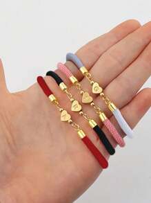 1 bucată de modă din oțel inoxidabil în formă de inimă A-Z, 26 de litere englezești pot fi ajustate liber Snurghie de mână pentru femei, cadou de Ziua Îndrăgostiților, potrivit pentru fete, îmbrăcăminte zilnică de petrecere, bijuterii de mână