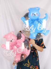 New 24 Inch Transparent Teddy Bear Ball With Aluminum Film Balloon, BABY Teddy Bear Set, Birthday Party Decoration