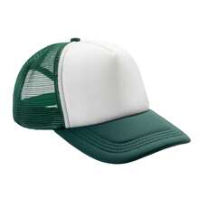 Result Detroit Contrast Panel 1/2 Mesh Trucker Cap (Bottle/White) - 42gsm 100% Polyester - Dark Green - View 1