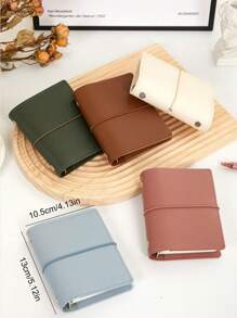 Mini Loose-Leaf Notebook With Leather Cover, Detachable 5-Hole Blank Filler Paper, Simple Planner Book, Portable & Lightweight, Minimalist Style,School Supplies,Back To School - 12.2*10cm - View 5