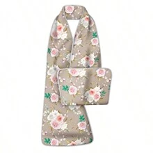 1pc Vintage Floral Print Adult Dining Scarf, Machine Washable, Waterproof And Oilproof Adult Bib, Unisex Clothing Protector, Fashionable Dinning Apron