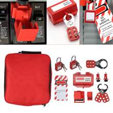 Electrical Lockout Tagout Kit Hasps Safety Padlocks Circuit Breaker Locking Plug Lockout With Storage Bag - Multicolor - View 11