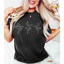 Ballerina T-Shirt And Shirt With Ballet Shirt For Dancer Dance Teacher Gift Dance Mom Shirt Gift For Dancers Shirt Teacher Shirts Summer Tops Comfortable Cotton - 黑色 - 查看 1