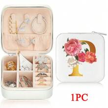 Black 26 Letter Printed White Travel Jewelry Box Jewelry Travel Storage Bag Small Jewelry Box Bridesmaid Gift Box Mini Storage Box