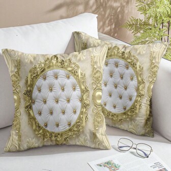 2pcs Bohemian Pillow Covers, Vintage Minimalist Luxury Cushion Covers With Pearl And Retro Floral Patterns, Suitable For Living Room And Bedroom Sofa And Chair (Pillow Insert Not Included), 45x45cm.