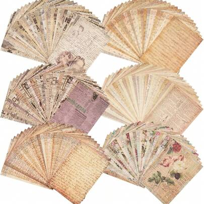 30 Sheets/Set Of Scrapbook Paper, Vintage Journaling Scrapbooking Supplies Craft Kits For Bullet Journals Junk Journal Planners Aesthetic Room Decor Wall Art Collage Album Cottagecore Picture Frames,School Supplies,Back To School