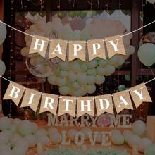 (Non-Linen Material) Heart + ONE / Heart + TWO / HAPPY BIRTHDAY Pennant Flags, Love Decoration Bunting For Valentine's Day, Birthday Party, Wedding Anniversary Heart ONE, B A B Y Letter Pennant Flags, Happy Birthday Heart TWO Banner, HAPPY BIRTHDAY Party Decoration Pennant, Merry Christmas Letter Pennant - Imitation Linen - View 16