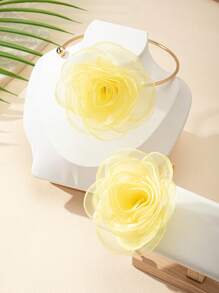 1 对时尚欧美面料花卉耳环和颈链，适合日常佩戴和节日 - 花型 - 查看 16