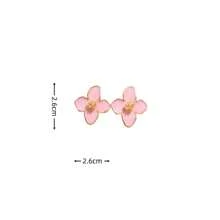 1 Pair Fashion Hibiscus Drip-Glaze French-Style Vintage Hong Kong Style Floral Earrings, 3D Small Flower Versatile Ear Studs Accessories - Blue - View 3