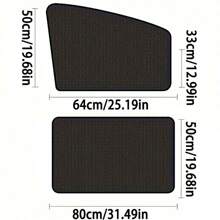 4 件装磁性汽车遮阳帘 - 超薄、防紫外线和隔热、伸缩式侧窗遮阳帘、防蚊、部分衬里涤纶针织无纺布、车辆遮阳和视线保护面板、透气网眼，适用于大多数车型