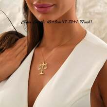 Customized Libra Name Pendant Necklace, Personalized Golden Plated Stainless Steel, Women's Fashion Jewelry, Simple Style, Daily Wear, Gift Idea, All-Season Accessory