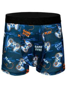 4pcs Set Men's Gamer Print Boxer Briefs, Comfortable Trunks, Mid-Rise Elastic Casual Underwear - Multicolor - View 2