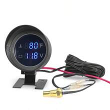 2 Em 1 Medidor Digital De Temperatura De Água Voltímetro Led Sensor Tubo De Junta Carro De Motocicleta - Preto - Visão 3