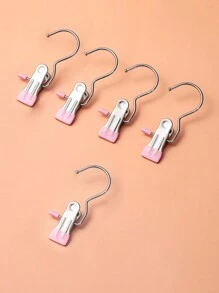 5pcs Stainless Steel Multi-Functional Clips With Hooks, Suitable For Hanging Pants, Skirts, Hats, Socks & More, Home Storage Clips - Multicolor - View 13