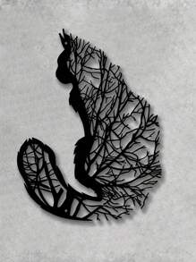 1 pièce Sculpture murale en forme de chat en fer - Décoration murale en métal d'intérieur et d'extérieur pour salon, patio, jardin - Décoration polyvalente pour la maison, sans alimentation électrique, idéale pour la décoration de la pièce