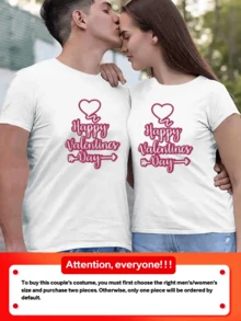 Payeah Vintage Valentine's Day Printed T-Shirt, Perfect Valentine's Day Gift 1 Pcs 220g Heavy Cotton T Shirt - White - View 1