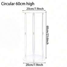 1pc Acrylic Square/Round Flower Stand, Transparent Cylinder Vase Holder, Geometric Centerpiece Tabletop Flower Display Rack, Suitable For Home Gatherings, Wedding Party Decor - Transparent - View 11