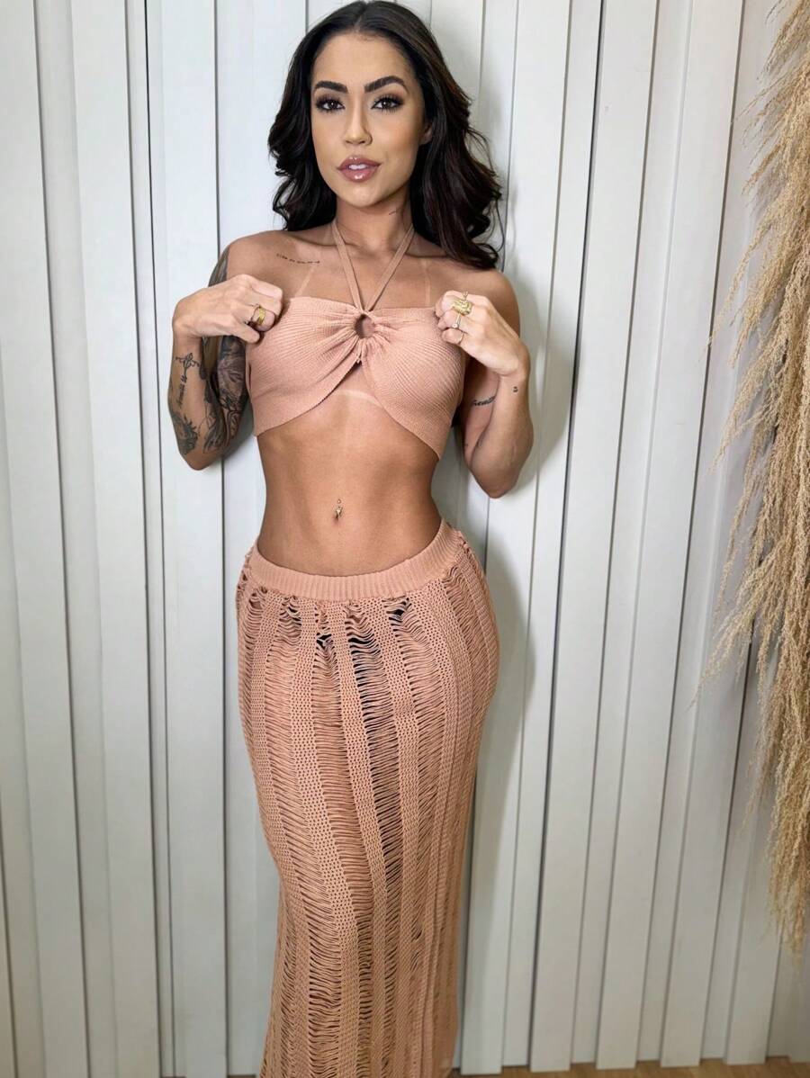 Women Two-Piece Outfits - Beige - View 1
