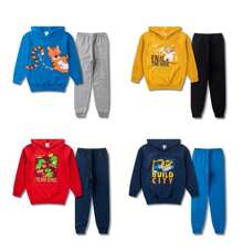 KIT 4 BASIC BOY'S SWEATSHIRT SETS - COAT WITHOUT POCKET AND SWEATSHIRT PANTS (SIZES 1 TO 8) - 彩色 - 查看 2