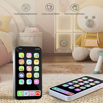 1 pieza Teléfono de música con pantalla táctil multimodal y diseño realista de manzana para niños, juguete educativo para niños pequeños, niños y niñas, regalo para Pascua/cumpleaños/Día del Niño