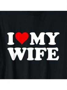 Red Heart I Love My Wife T-Shirt Christmas Gifts For Teens Boys Men Family YYQ 180g - 黑色 - 查看 2