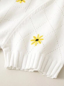 GIGOGOU Women's Fashionable Embroidered Short Sleeve T-Shirt, Breathable Embroidered Knit Tee For Summer - White - View 7