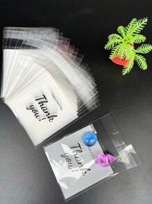 100个自粘半透明花卉图案袋，DIY礼品卡装饰袋，“谢谢”字样印花OPP袋，适用于派对、生日、婚礼和礼品包装，也适用于珠宝包装。复活节礼物、春季礼物。 - 彩色 - 查看 5