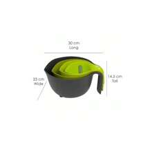 Calitek Mixing Food Prep Set Colander Measuring Jug Non-Slip 4 Piece Set - Green - View 3