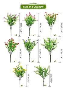 17.32 Inches Artificial Hanging Flowers With Basket, Faux Hanging Plants Flowers Basket UV Resistant Rose Eucalyptus Plants, Fake Plastic Greenery Flowers For Outdoors Garden, Spring Decor For Patio Porch - Nhiều màu - Xem 4
