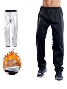 1 pezzo Pantaloni sauna da uomo, impermeabili e antivento, con vita elastica e morbidi, adatti per allenamenti, comfort e perdita di peso, per sport e palestra di boxe