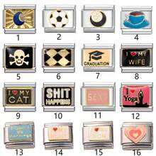 1 件不锈钢意大利模块手链组件，带有爱心、月亮、英文等图案，DIY 制作手链项链首饰，可自由搭配不同风格 - 義大利模組 - 查看 7