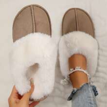 Cozy Women's Slip-On Moccasins With Non-Slip Platform - Ideal For Winter Home Comfort In Soft Plush Fleece Warm House Slippers Women Shoes - 卡其色 - 查看 3