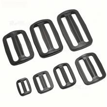 10 Pcs/Pack 15-50mm Webbing Plastic Curve Slider Tri-Glide Adjust Tri-Ring Buckles Backpack Straps Black