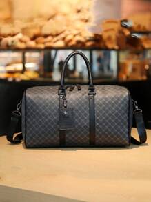 1 件男女通用时尚 PU 皮革旅行包，大容量手提行李包，适合短途旅行/健身房，送给男朋友或父亲的礼物，返校旅行健身包，露营巡航必备品，徒步旅行返校夏季手提箱过夜包行李袋周末包行李袋行李袋随身携带包大学包行李袋周末包医院包假日冬季 - 黑色 - 查看 7