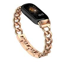 Metal Compatible With Fitbit Inspire 3 Metal Chain Band Adjustable Size For Wrist 5.1-8.0 Inches (155cm-240cm) - Rose Gold - View 1