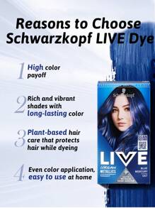 Schwarzkopf Live Hair Dye BLUE MERCURY，高显色度，颜色丰富多样，颜色持久，颜色均匀，专业色彩品质