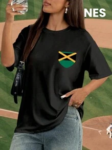 Camiseta de manga corta para mujer personalizada para el Día de Muertos, San Valentín, eventos deportivos, partidos de pelota, etc. - Agrega tu propio texto en la parte posterior (números y nombres, o números de la suerte, etc.), agrega una imagen en la parte frontal (logotipo/símbolo/foto/foto de un amigo/selfie/patrones favoritos), diseña tu propia camiseta reversible personalizada