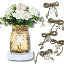 可爱兔子心形花瓶装饰，DIY 花边绳和木珠绳复活节复活节装饰品复活节装饰节日礼物