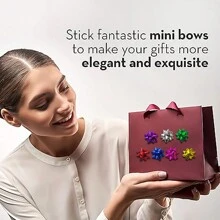 50pcs Mini Gift Bow, 1" Inch Metallic Star Bow Small Tiny Stick On Bows For Present Holiday Birthday Party Decoration Wrapping, Mother's Day And Graduation Gifts, Random Color